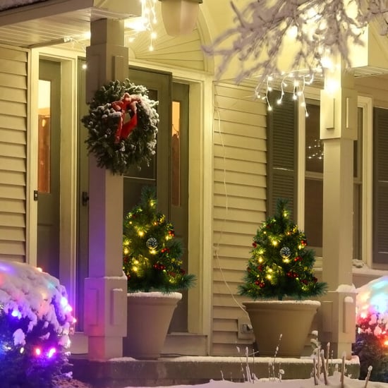 Homcom Set van 2x mini kerstboom met led-verlichting en decoratie 57 cm - - Image 2