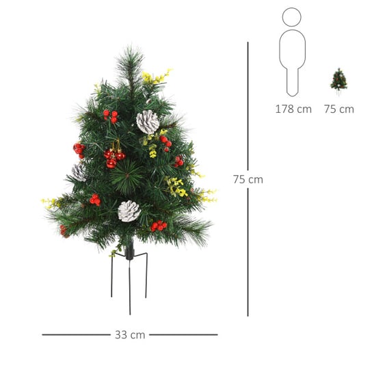 Homcom Set van 2x mini kerstboom met led-verlichting en decoratie 57 cm - - Image 4