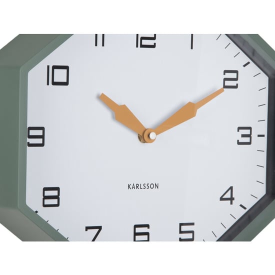 Karlsson wandklok modern factory octagon jungle green & ochre yellow - Image 2
