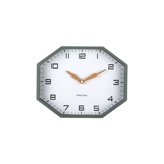 Karlsson wandklok modern factory octagon jungle green & ochre yellow - Image 3
