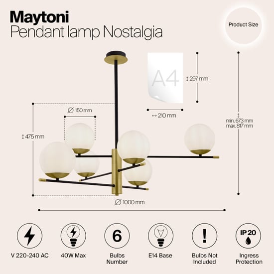 Maytoni hanglamp nostalgia - Ø100 - Image 4