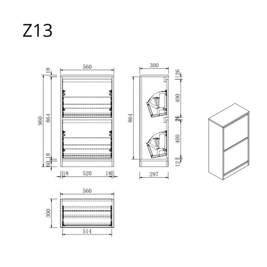 Wasophoogte Schoenenkast module z13- pure wit - Image 5