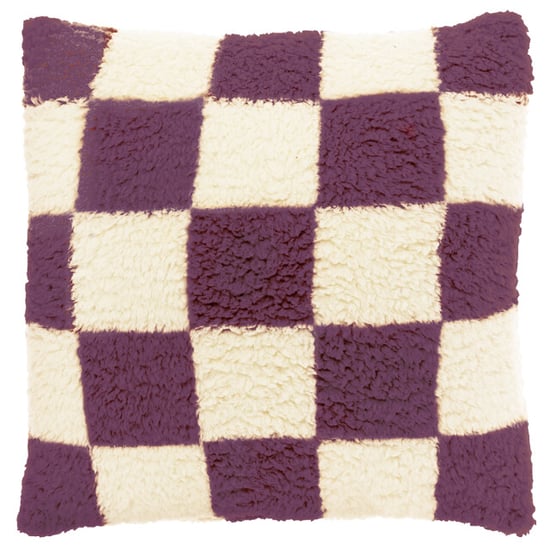 Unique Living sierkussen check 53x53cm dove white/ dark purple - Image 1