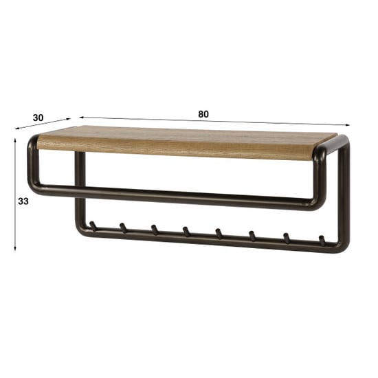 Hoyz kapstok luno roede en hoedenplank 8 haken drift brown - Image 3