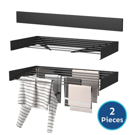 Wasophoogte ® wanddroogrek walldry 120 cm zwart 2 stuks - Image 1