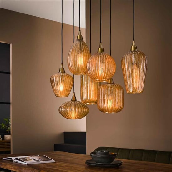 Hoyz Hoyz hanglamp pattern 4+3 lampen glass - Image 1