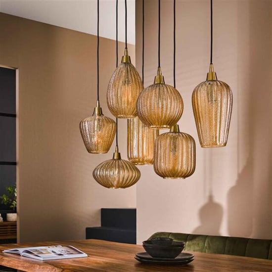 Hoyz Hoyz hanglamp pattern 4+3 lampen glass - Image 2