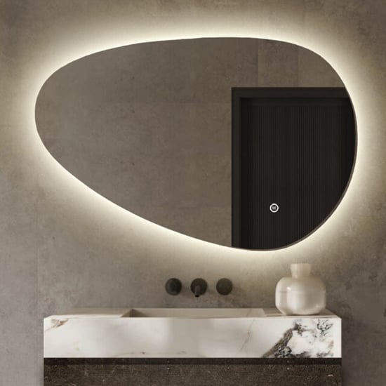 Vtw Living badkamerspiegel asymmetrisch met led verlichting en verwarming 90 - Image 1