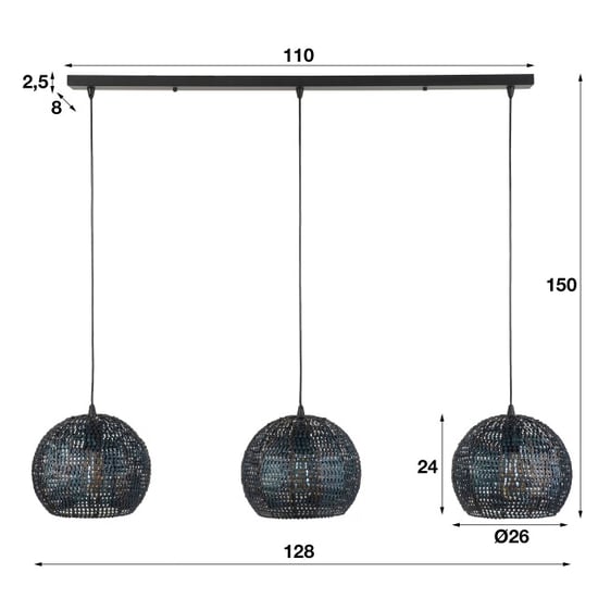 Hoyz Hoyz hanglamp 3x Ø26 half ronde metalen hanglampen armor burned finish - Image 4