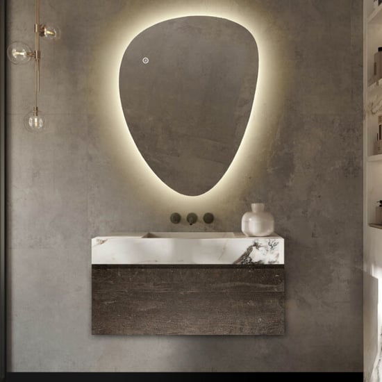 Vtw Living Badkamerspiegel met led verlichting asymmetrisch anti condens verwarming - - Image 3
