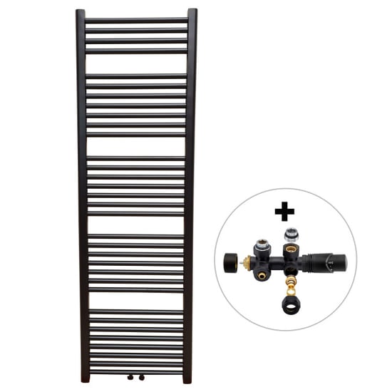 Vtw Living handdoekradiator badkamer met aansluit set en thermostaat 1600 - Image 1