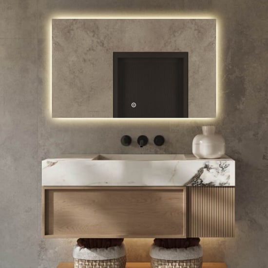 Vtw Living badkamerspiegel met verlichting en verwarming spiegel 140 x 80 - Image 4