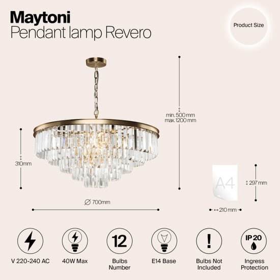 Maytoni hanglamp revero messing Ø70 - Image 3