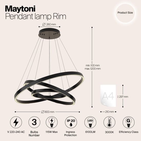 Maytoni hanglamp rim - Ø80 - Image 5
