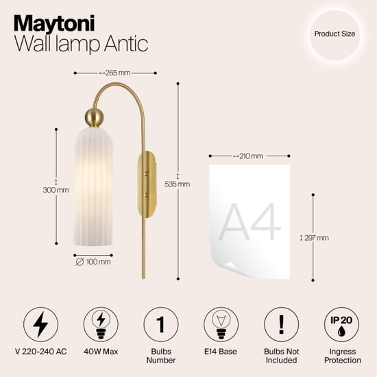 Maytoni wandlamp antic - Ø10 - Image 2