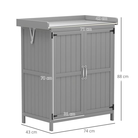 4goodz Oppottafel hout met metalen werkblad en kastruimte grijs - Image 4