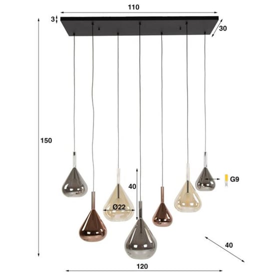 Hoyz hanglamp 4+3 wings mix glass - - Image 4