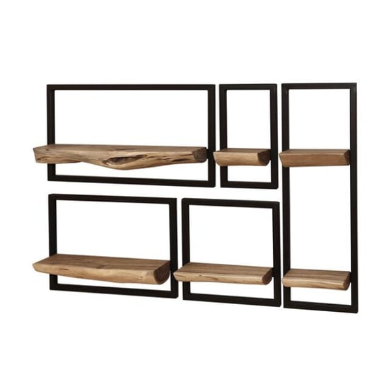Hoyz wandschap set edge massief acacia naturel set van 5 - Image 2