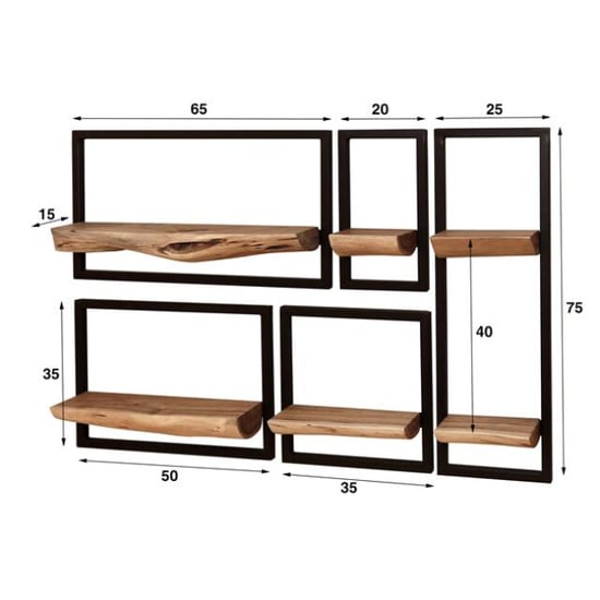 Hoyz wandschap set edge massief acacia naturel set van 5 - Image 3