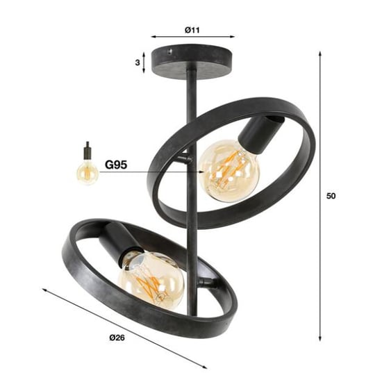 Hoyz plafondlamp 2l hover charcoal - Image 2