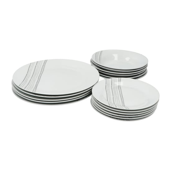 Secret de Gourmet Porseleinen serviesset strepen 6 persoons 18-delig wit/zwart - Image 6