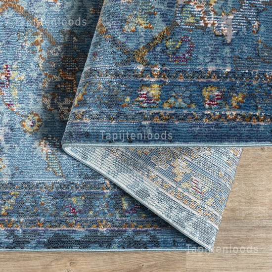 Muratap Picasso sarough vintage rond vloerkleed blauw laagpolig- 300 cm - Image 4