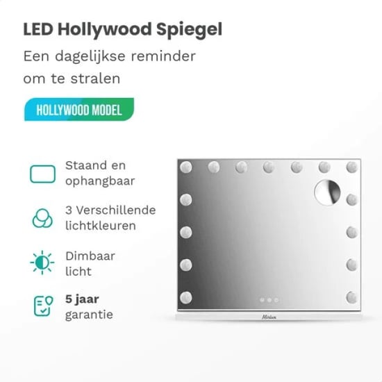 Mirlux Hollywood spiegel 58x48cm wit pre order - Image 4