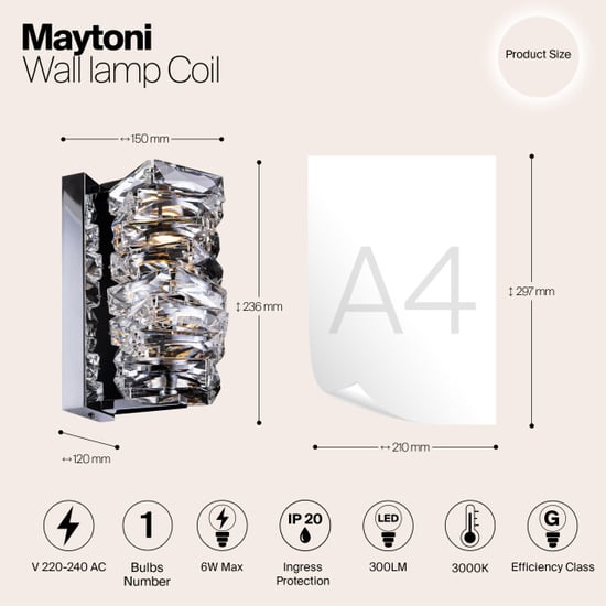 Maytoni wandlamp coil chroom - Image 3