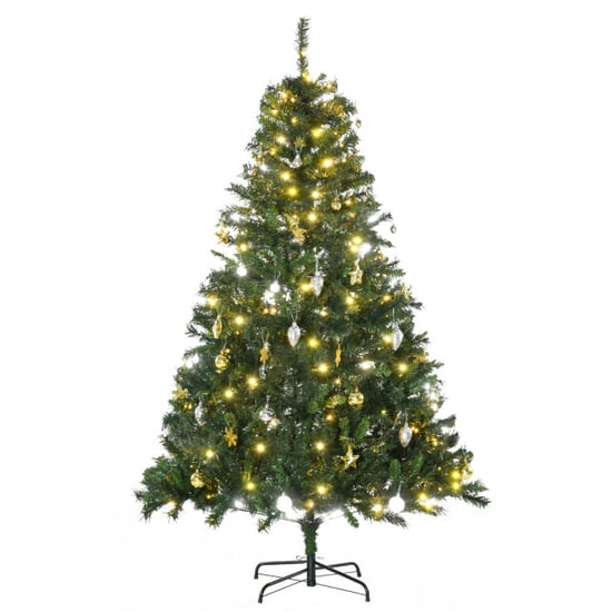 Homcom Kunstkerstboom 180 cm kunstkerstboom met led-verlichting, ballen, - Image 1