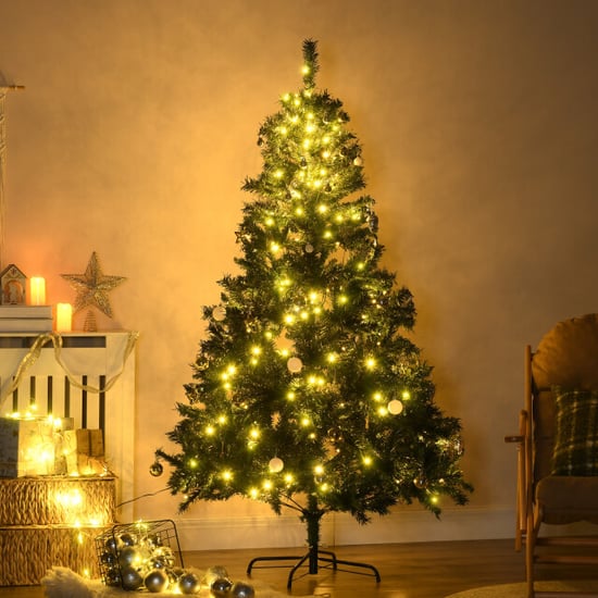 Homcom Kunstkerstboom 180 cm kunstkerstboom met led-verlichting, ballen, - Image 2