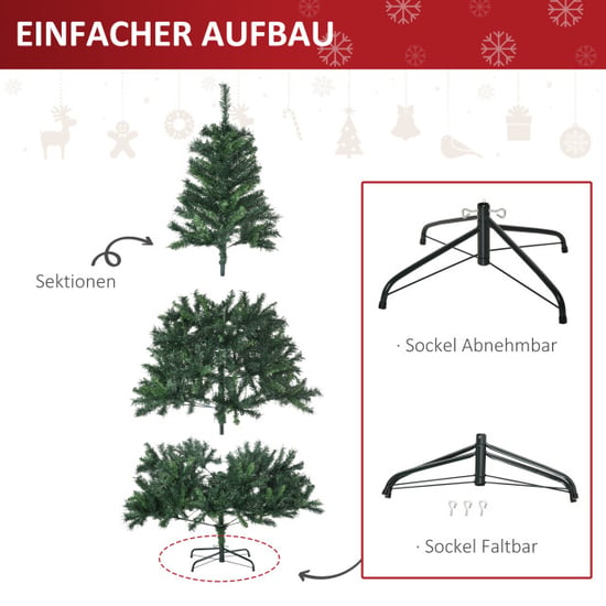 Homcom Kunstkerstboom 180 cm kunstkerstboom met led-verlichting, ballen, - Image 5