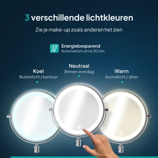 Mirlux Make-up spiegel oplaadbaar chroom 1-10x vergroting - Image 6