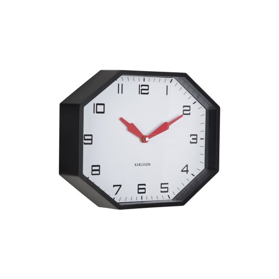 Karlsson wandklok modern factory octagon black & bright red - Image 1