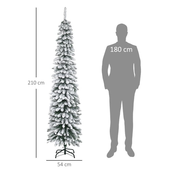 Homcom Kerstboom smal met sneeuw incl. standaard 210 cm /groen - Image 4