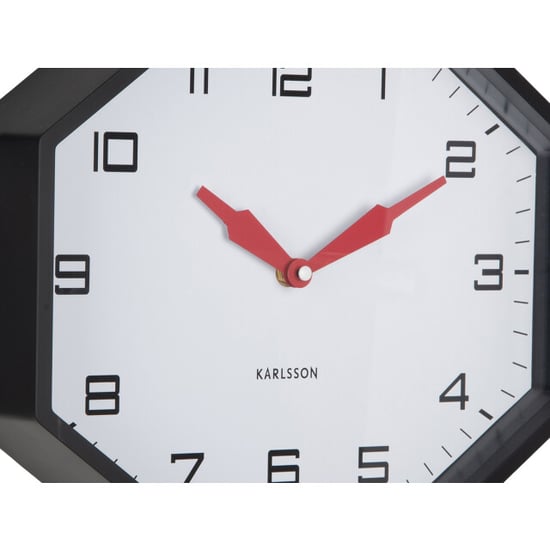 Karlsson wandklok modern factory octagon black & bright red - Image 3