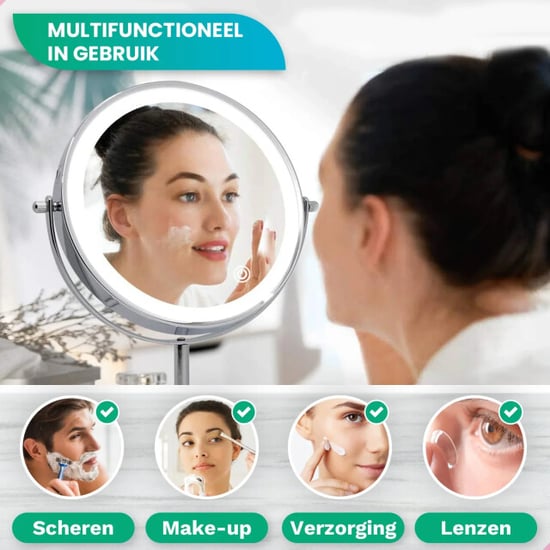 Mirlux Make-up spiegel hoogte verstelbaar chrome 1-10x vergroting - Image 5