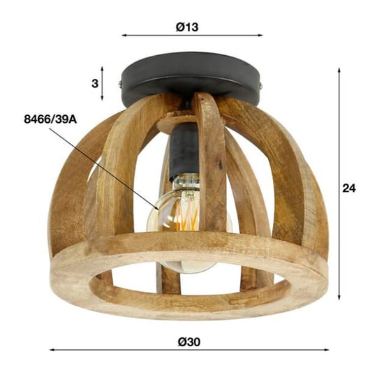 Hoyz Hoyz plafondlamp gebogen houten spijl massief mangohout - Image 3