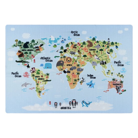 Muratap Play vloerkleed kinderkamer wereldmap laagpolig 140x200 cm - Image 5