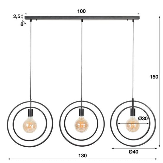 Hoyz Hoyz industriele hanglamp 3 lampen turn around zwart - Image 5