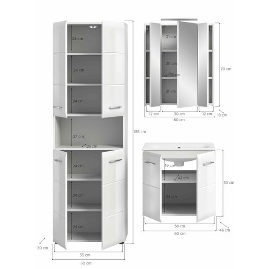 Furnilux Ice badkamercombinatie inclusief verlichting hoogglans mdf tz nb - Image 3