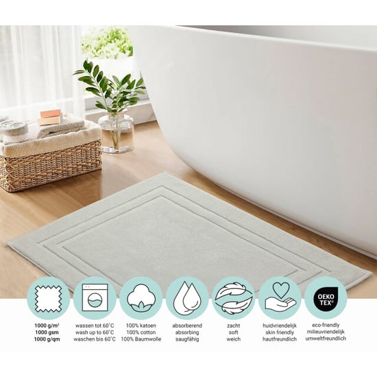 DoubleDry Hotel badmat 50 x 80 cm – 100% katoen – zacht en absorberend – licht - Image 4