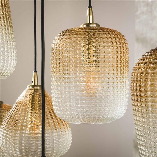 Hoyz hanglamp 5+4 dot pattern amberkleurig glas - Image 2