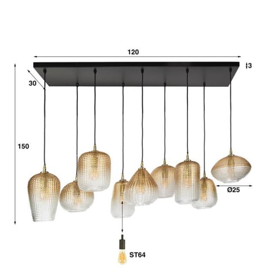 Hoyz hanglamp 5+4 dot pattern amberkleurig glas - Image 3