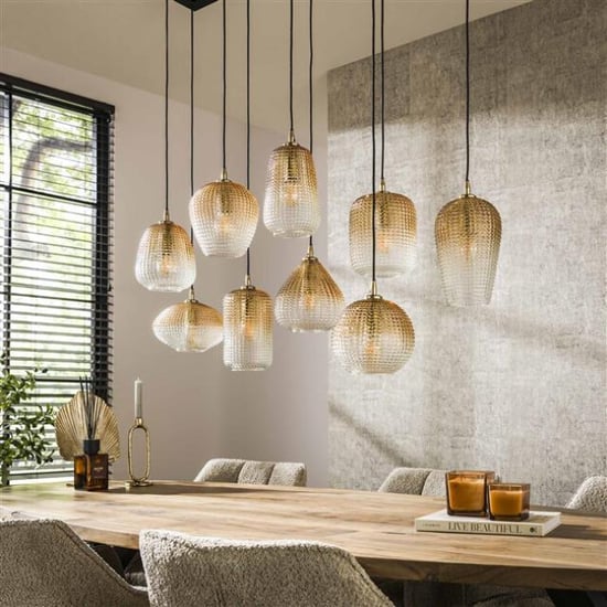 Hoyz hanglamp 5+4 dot pattern amberkleurig glas - Image 5
