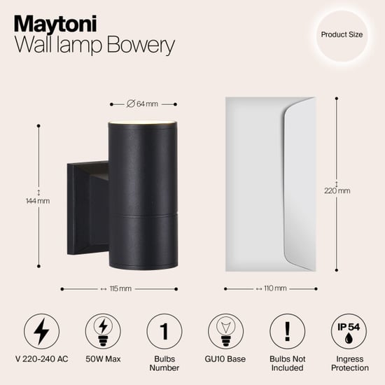 Maytoni Outdoor wandlamp bowery - Ø6,4 - Image 4