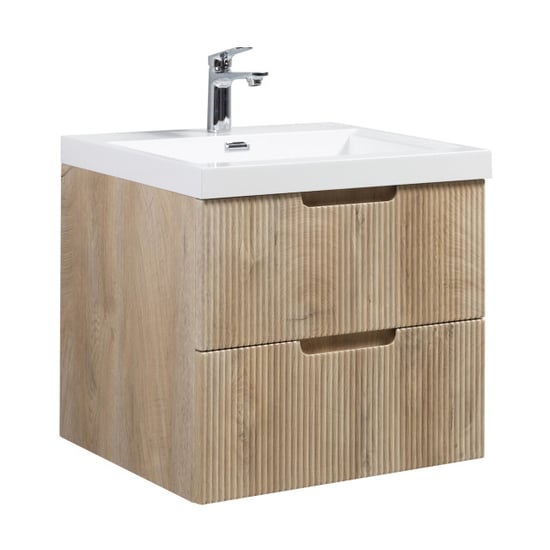 Badplaats Badkamermeubel set thermis 60cm licht badmeubel met wastafel - Image 1