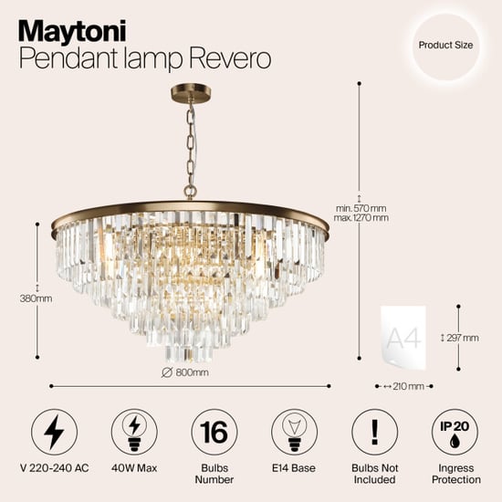 Maytoni hanglamp revero messing Ø80 - Image 4