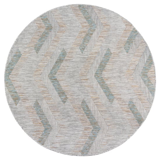 Muratap Uni binnen en buiten rond vloerkleed solid outdoor laagpolig tapijt beige- 150 cm rond - Image 2