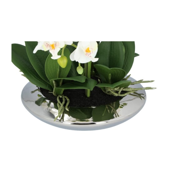 Kopu ® kunstplant orchidee 4 takken 41cm in zilveren schaal - - Image 2