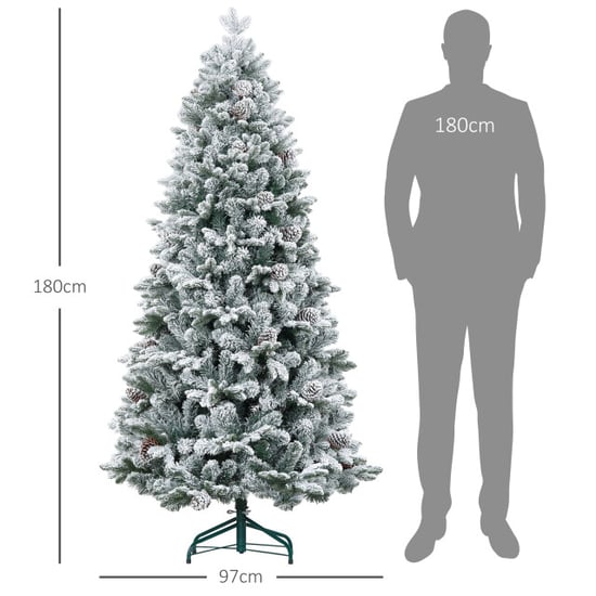 Homcom Kunstkerstboom met sneeuw & dennenappels Ø97 x 180 cm - Image 5